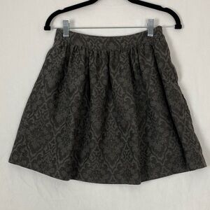 Zara Gathered Mini Skirt Long Damask Gray Pattern